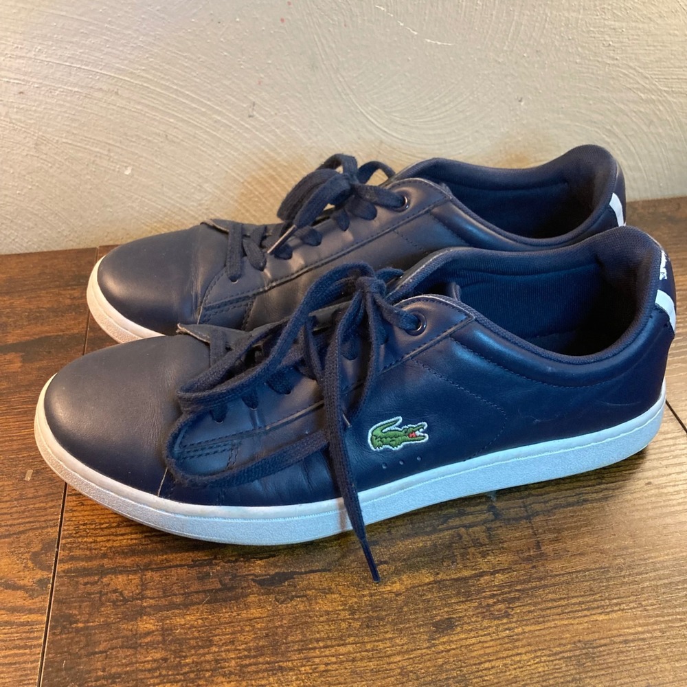 Lacoste Carnaby Evo BL 1 Mens 9.5 Navy Leather Low Top Sneakers 7-33SPM1002003